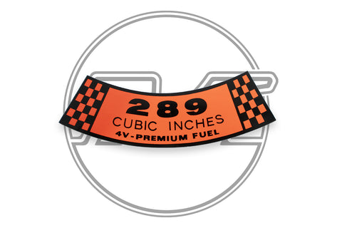 AIR CLEANER DECAL 289 4V AIR CLEANER DECAL 289 4V