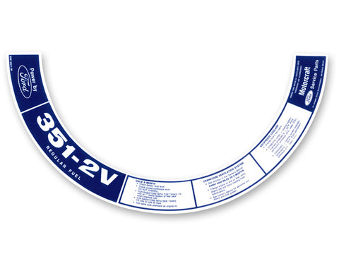 AIR CLEANER DECAL 351-2V REGULAR FUEL 1972-1973 AIR CLEANER DECAL 351-2V REGULAR FUEL 1972-1973