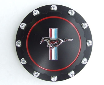 FUEL CAP BILLET BLACK TWIST ON MUSTANG LOGO FUEL CAP BILLET BLACK TWIST ON MUSTANG LOGO