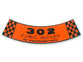 AIR CLEANER DECAL 302 4V PREMIUM FUEL 1968-1969