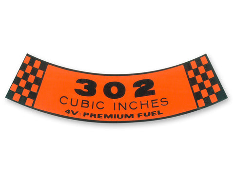 AIR CLEANER DECAL 302 4V PREMIUM FUEL 1968-1969 AIR CLEANER DECAL 302 4V PREMIUM FUEL 1968-1969