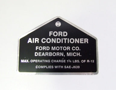 AIR CONDITIONER COMPRESSOR TAG 1964-1970 AIR CONDITIONER COMPRESSOR TAG 1964-1970