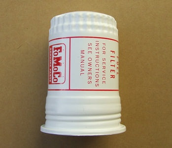 FUEL FILTER CANISTER WHITE WITH CORRECT RED LETTERING FUEL FILTER CANISTER WHITE WITH CORRECT RED LETTERING